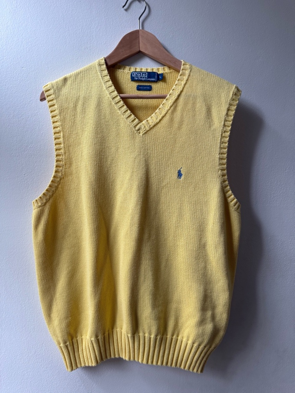 Vintage Ralph Lauren Yellow V-Neck Sleeveless Knit Vest tank top